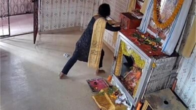 महिला ने मंदिर की दानपेटी तोड़कर निकाले रुपये, सीसीटीवी में कैद हुई वारदात