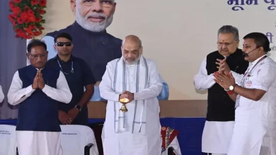 नेशनल फोरेंसिक साइंस यूनिवर्सिटी का अमित शाह ने किया भूमिपूजन, सभा को कर रहे संबोधित