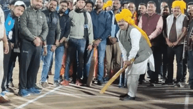 डिप्टी CM की बॉल पर पचरा-गायक युवराज ने लगाए छक्के:बिलासपुर में वैदिक मंत्रोच्चार के साथ ब्राह्मण प्रीमियर-लीग का आगाज; आतिशबाजी भी हुई