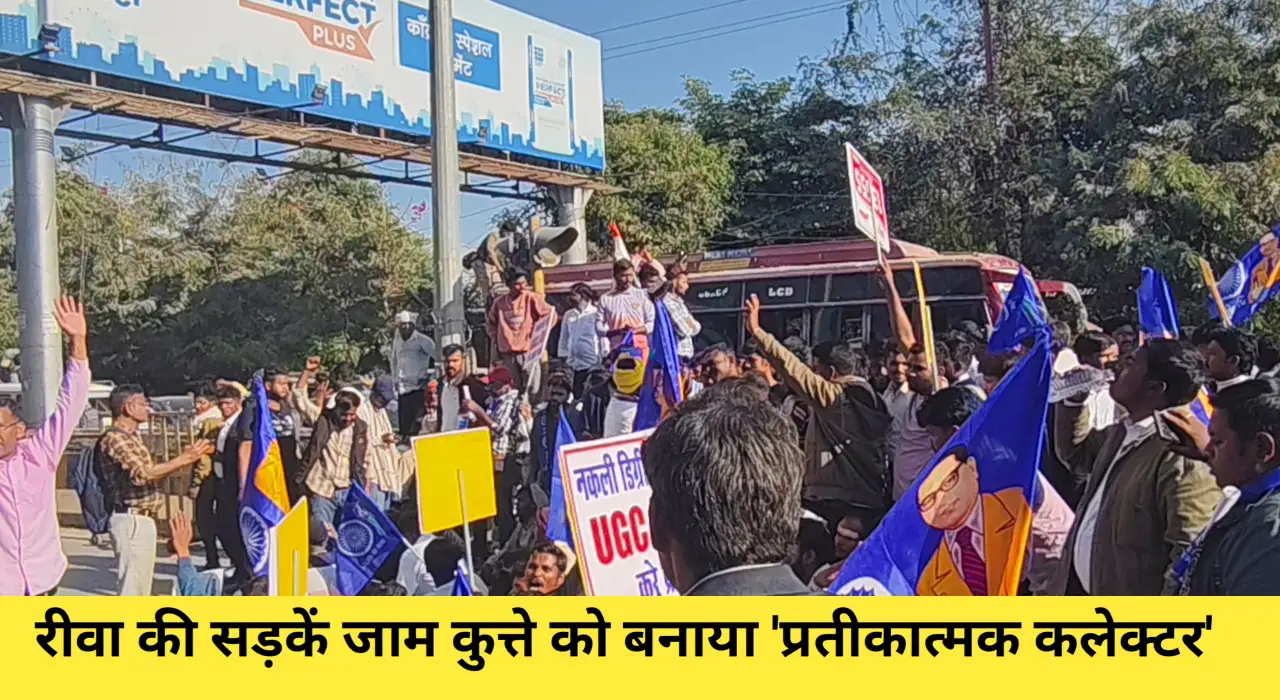 रीवा: कलेक्ट्रेट के सामने हाईवोल्टेज ड्रामा; कुत्ते को पहनाया ज्ञापन, 3 घंटे थमी शहर की रफ्तार