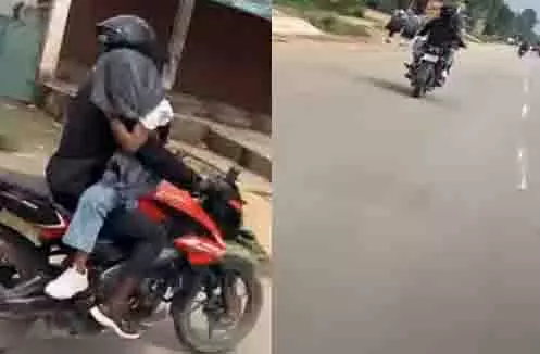 कांकेर में खुलेआम प्रेम प्रदर्शन, चलती बाइक पर कपल का रोमांस कैमरे में कैद