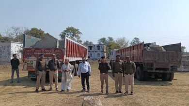 सीधी पुलिस की बड़ी कार्रवाई: अवैध खनिज परिवहन पर कड़ा प्रहार, दो ट्रेलर-ट्रक पत्थर सहित जब्त
