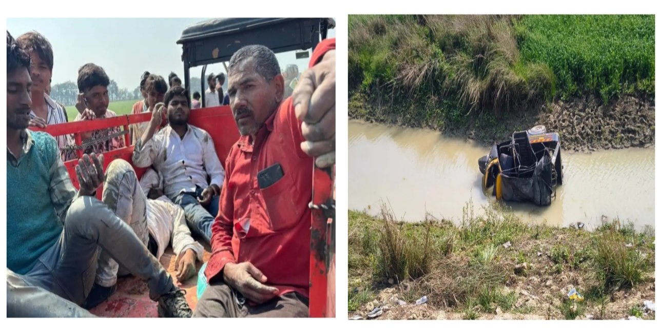 उत्तर प्रदेश: अनियंत्रित टेंपो खाई में गिरी, पांच यात्री गंभीर रूप से घायल