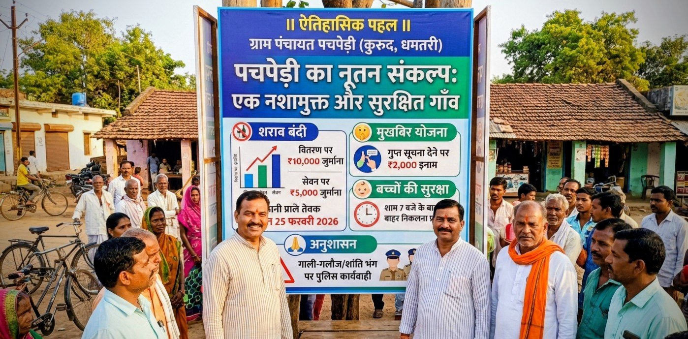 छत्तीसगढ़ के पचपेड़ी का ‘स्वर्ण संकल्प’: नशाबंदी और कठोर अनुशासन से बदली गाँव की फिजा