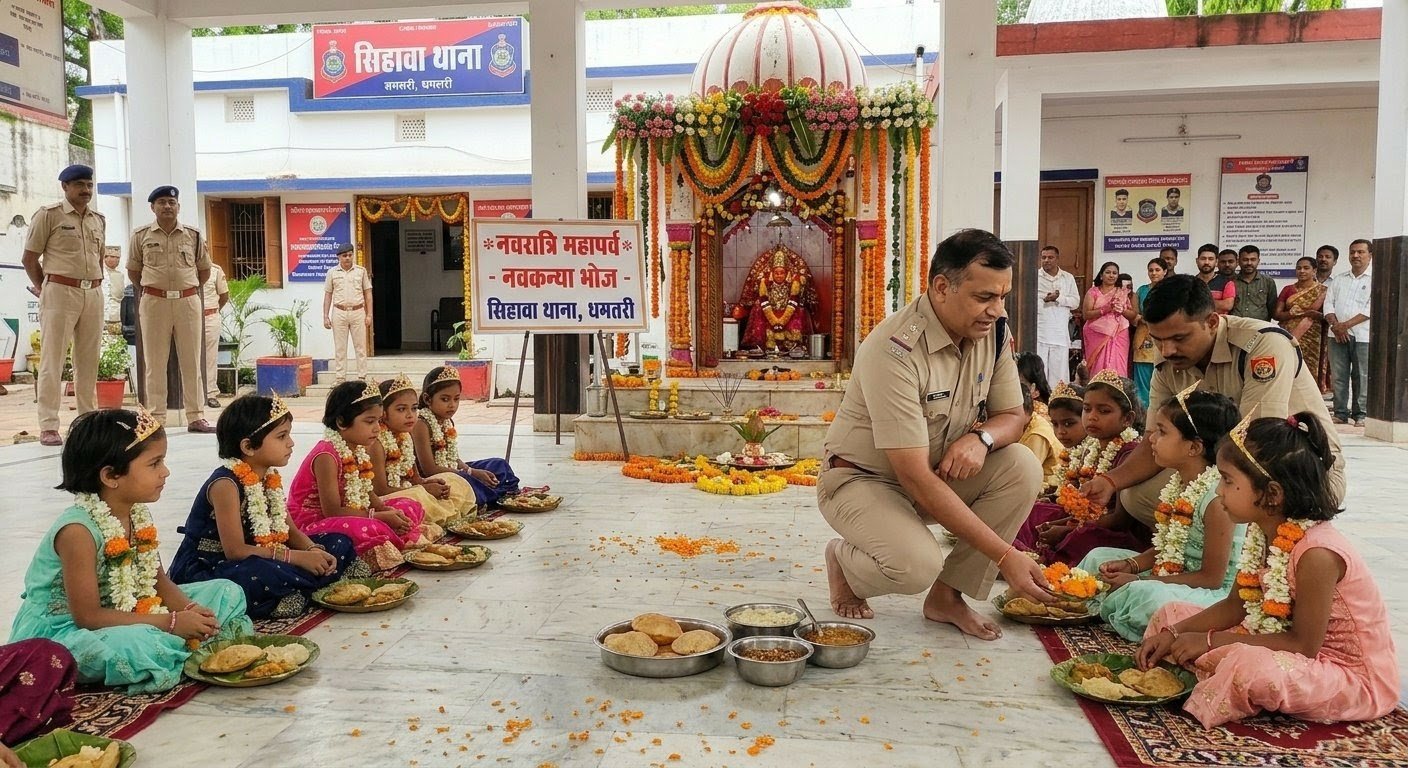 खाकी में भक्ति! सिहावा थाना बना ‘मां खंभेश्वरी धाम’, नवरात्रि में पुलिस ने पेश की अनोखी मिसाल