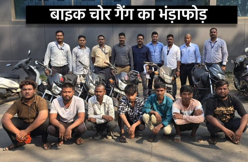 बाइक चोर गैंग का भंडाफोड़, 19 साल का मास्टरमाइंड समेत 7 गिरफ्तार, 25 हजार में बेचते थे गाड़ियां