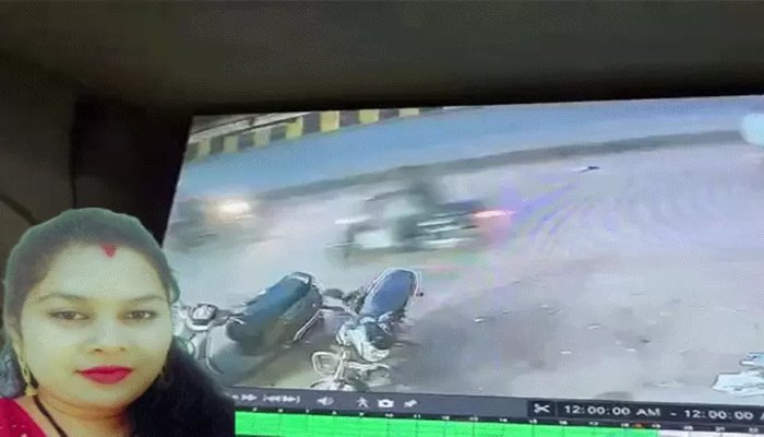 ट्रक की टक्कर से बाइक सवार महिला की मौत, पति और बच्चा घायल