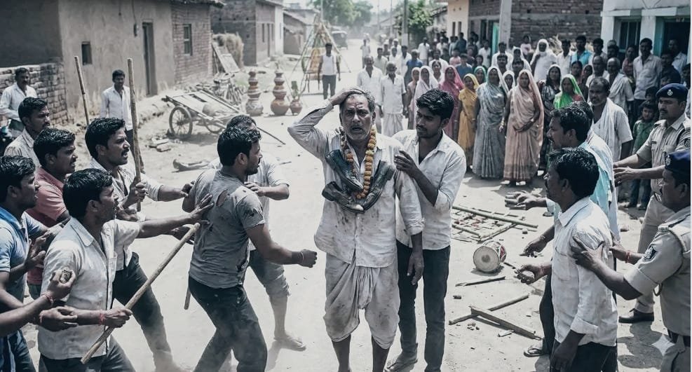 आस्था के बीच ‘अपमान’ का तांडव! जवारा जुलूस में सरपंच को पहनाई जूतों की माला, देखते ही देखते रणक्षेत्र बना नीमखेड़ा