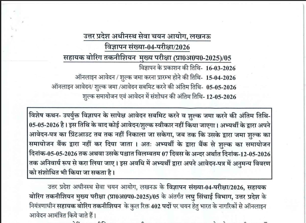 10वीं पास के लिए UP में सरकारी नौकरी का मौका, आवेदन करने की अंतिम तिथि 5 मई