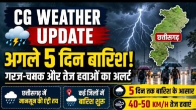 CG Weather Update: मानसून की दस्तक से बदला मौसम, अगले 5 दिनों तक बारिश के आसार; गरज-चमक और तेज हवाओं का अलर्ट