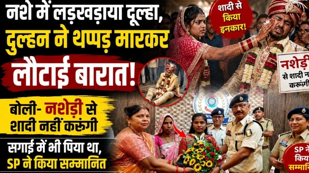 ‘नशेड़ी से शादी नहीं करूंगी’: दुल्हन ने सबके सामने तोड़ी शादी, दूल्हे को थप्पड़ जड़ने के बाद SP ने किया सम्मानित