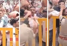 कांग्रेस के प्रदर्शन में बवाल! धार में थाना प्रभारी के सिर पर फूटा मटका