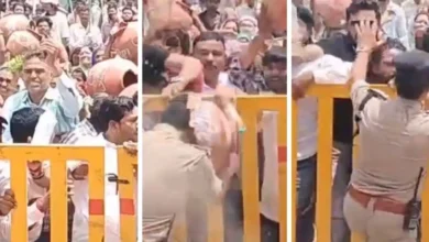 कांग्रेस के प्रदर्शन में बवाल! धार में थाना प्रभारी के सिर पर फूटा मटका