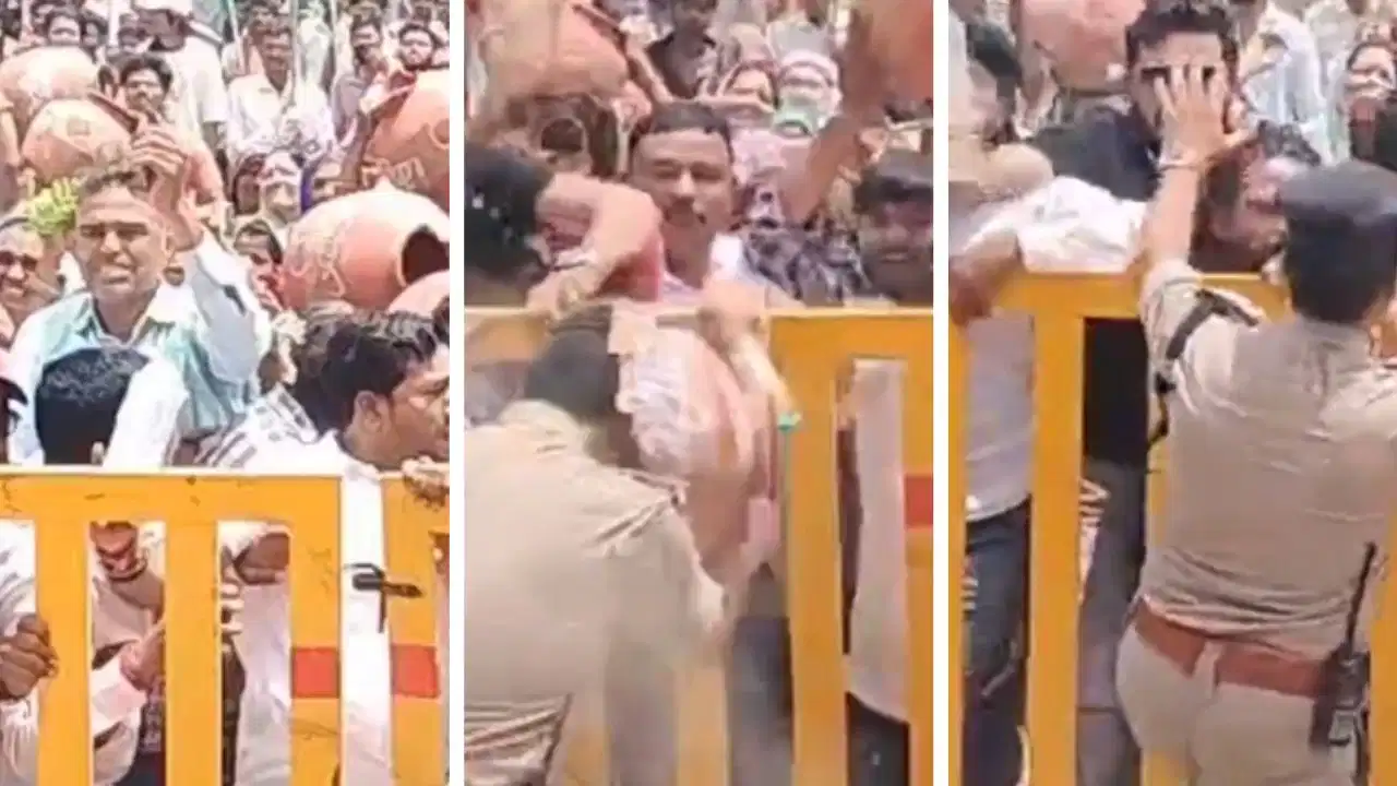 कांग्रेस के प्रदर्शन में बवाल! धार में थाना प्रभारी के सिर पर फूटा मटका कांग्रेस के प्रदर्शन में बवाल! धार में थाना प्रभारी के सिर पर फूटा मटका
