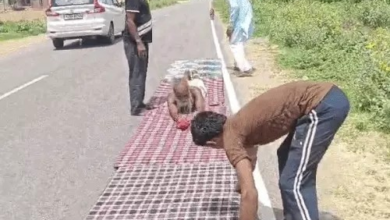 850Km दूर वैष्णो देवी तक दंडवत यात्रा कर रहे बाबा:कहा- समय तय नहीं किया; 22 साल से बैठे नहीं, खड़े रहकर करते हैं सभी काम