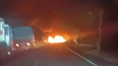 दो ट्रक भिड़े, केबिन में फंसा ड्राइवर जिंदा जला:साथी खलासी और दूसरे ड्राइवर ने कूदकर बचाई जान