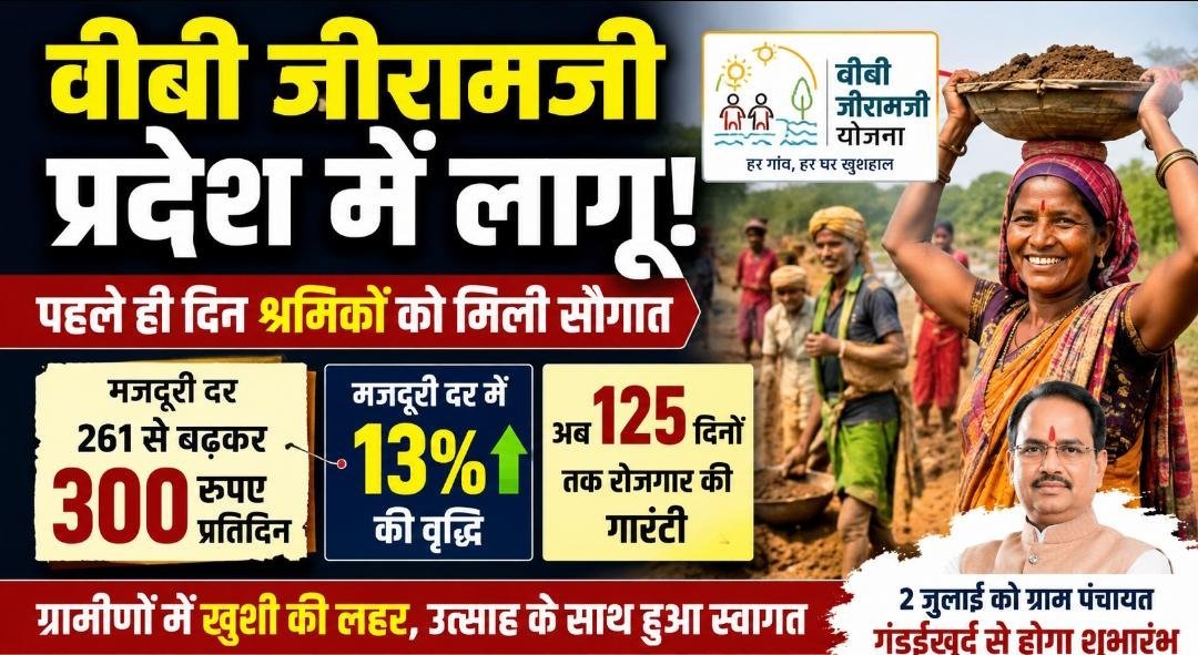 अब 300 रुपए रोज कमाएंगे ग्रामीण श्रमिक: वीबी जीरामजी लागू होते ही बढ़ी मजदूरी, 125 दिन रोजगार का वादा अब 300 रुपए रोज कमाएंगे ग्रामीण श्रमिक: वीबी जीरामजी लागू होते ही बढ़ी मजदूरी, 125 दिन रोजगार का वादा