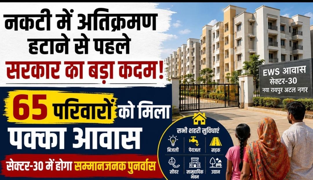 नकटी में अतिक्रमण हटाने से पहले सरकार का बड़ा कदम: 65 परिवारों को मिला पक्का आवास, सेक्टर-30 में होगा पुनर्वास