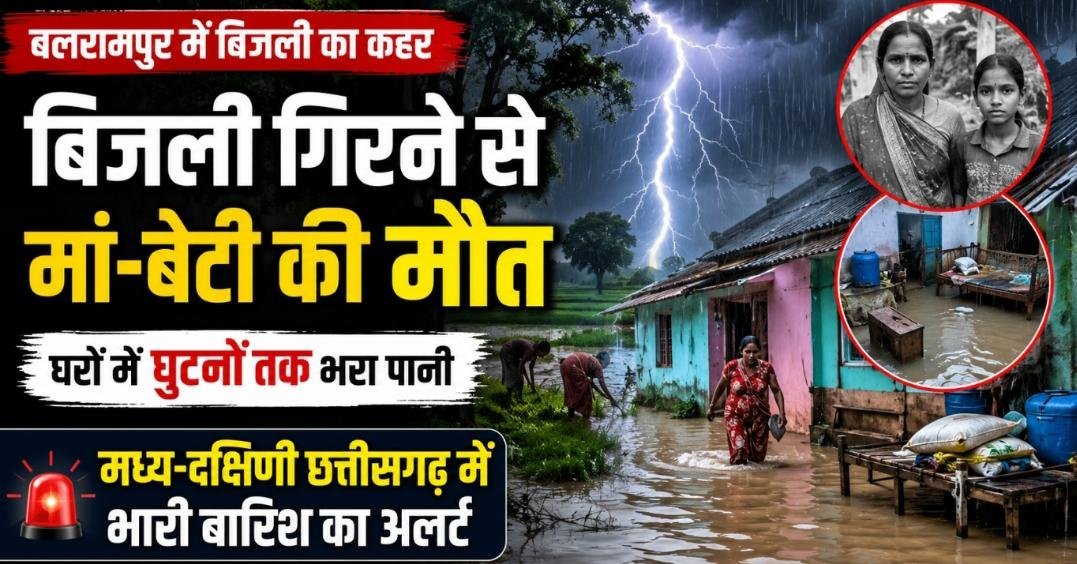 बलरामपुर में बिजली का कहर: खेत में गिरी आकाशीय बिजली, मां-बेटी की मौत; अगले 2 दिन भारी बारिश का अलर्ट बलरामपुर में बिजली का कहर: खेत में गिरी आकाशीय बिजली, मां-बेटी की मौत; अगले 2 दिन भारी बारिश का अलर्ट