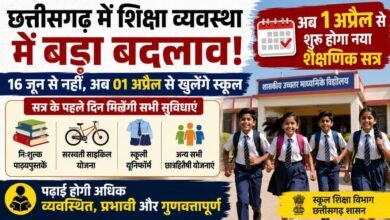 स्कूल शिक्षा में बड़ा बदलाव: छत्तीसगढ़ सरकार ने बदला शिक्षा सत्र, 1 अप्रैल से शुरू होगी पढ़ाई; छात्रों के लिए नई व्यवस्था लागू