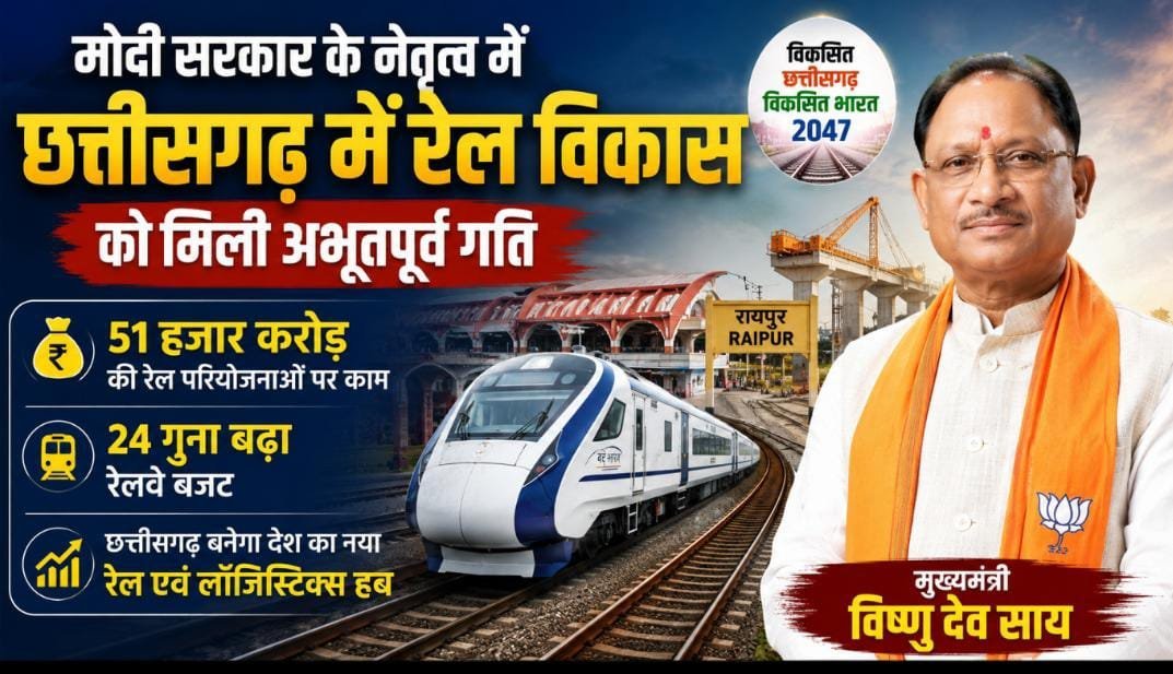 प्रधानमंत्री नरेंद्र मोदी के नेतृत्व में छत्तीसगढ़ में आई रेल सुविधाओं के विकास में अभूतपूर्व गति : मुख्यमंत्री विष्णु देव साय
