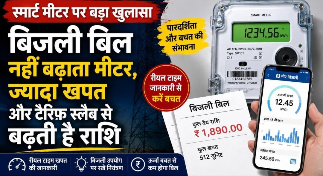 बिजली बिल बढ़ने पर मचा भ्रम: विभाग ने बताया- स्मार्ट मीटर नहीं, ज्यादा यूनिट खर्च होने से बढ़ता है बिल बिजली बिल बढ़ने पर मचा भ्रम: विभाग ने बताया- स्मार्ट मीटर नहीं, ज्यादा यूनिट खर्च होने से बढ़ता है बिल