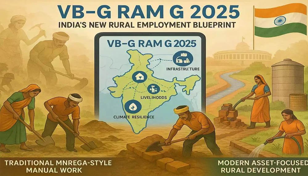 ग्रामीण रोजगार पर बड़ा असर! VB-G RAM G के पहले महीने में मनरेगा के मुकाबले 50% कम रोजगार ग्रामीण रोजगार पर बड़ा असर! VB-G RAM G के पहले महीने में मनरेगा के मुकाबले 50% कम रोजगार