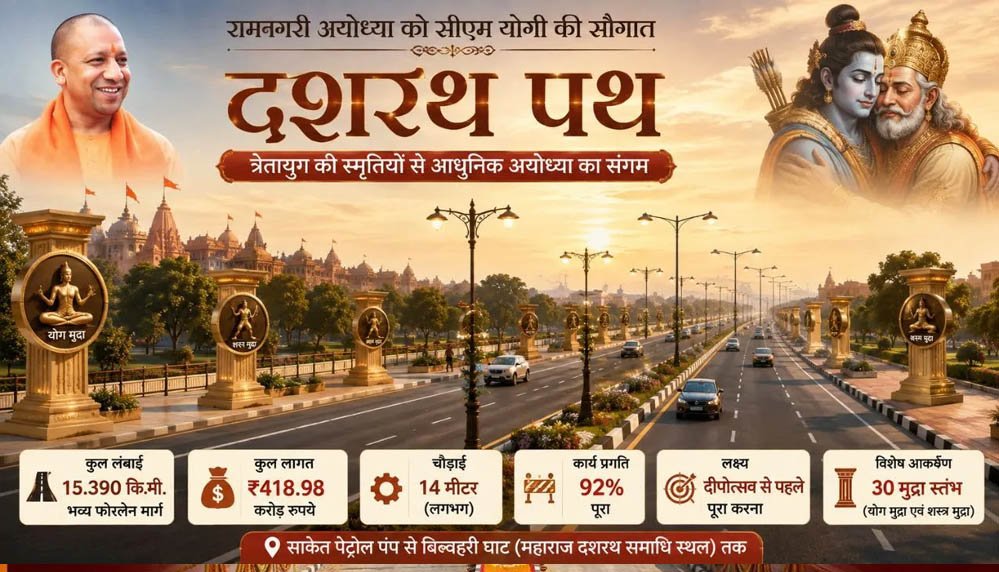 मुख्यमंत्री योगी आदित्यनाथ की सौगात से और संवरेगी अयोध्या की तस्वीर, दशरथ पथ से बढ़ेगी धार्मिक पर्यटन की कनेक्टिविटी मुख्यमंत्री योगी आदित्यनाथ की सौगात से और संवरेगी अयोध्या की तस्वीर, दशरथ पथ से बढ़ेगी धार्मिक पर्यटन की कनेक्टिविटी