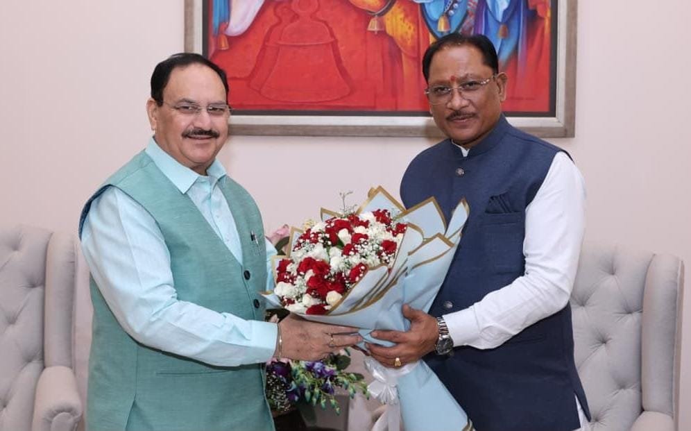 CG विष्णु देव साय ने केंद्रीय स्वास्थ्य मंत्री जे.पी. नड्डा से की सौजन्य भेंट : छत्तीसगढ़ में स्वास्थ्य सेवाओं के विस्तार और सुदृढ़ीकरण को लेकर हुई चर्चा CG विष्णु देव साय ने केंद्रीय स्वास्थ्य मंत्री जे.पी. नड्डा से की सौजन्य भेंट : छत्तीसगढ़ में स्वास्थ्य सेवाओं के विस्तार और सुदृढ़ीकरण को लेकर हुई चर्चा