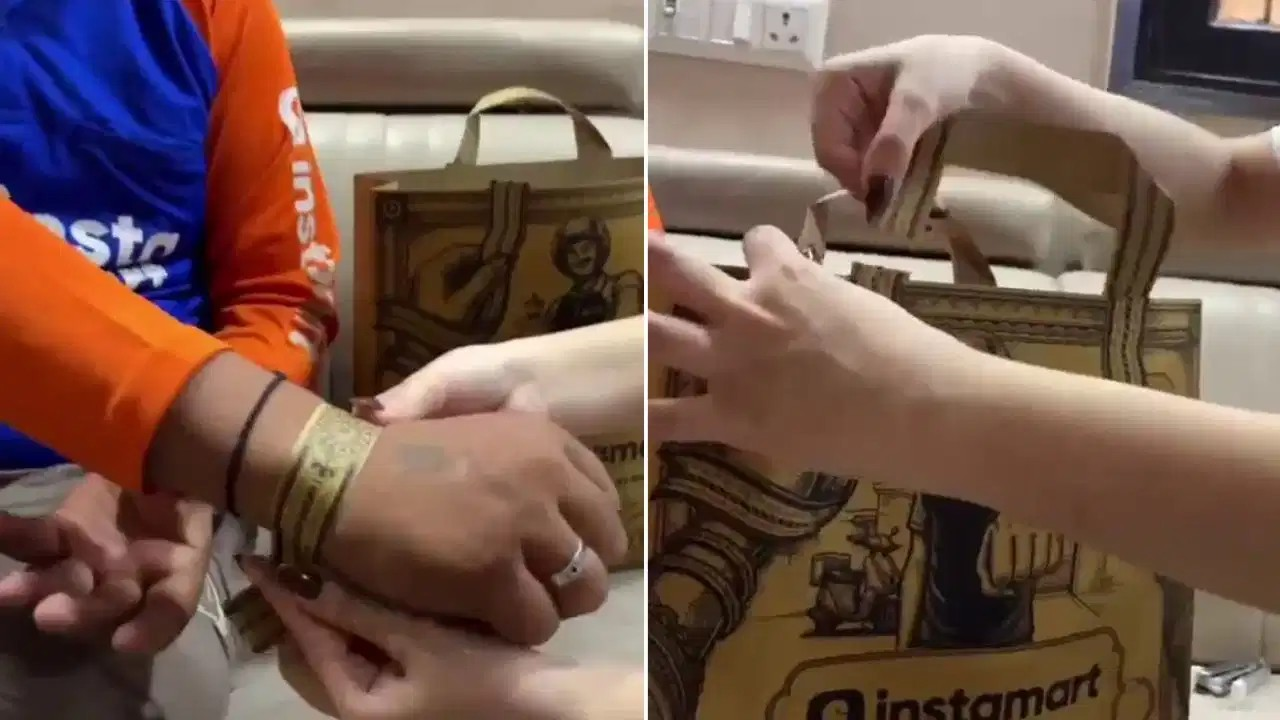 जब डिलीवरी बैग बन गई राखी; Swiggy Instamart की इस अनोखी क्रिएटिविटी ने जीता सबका दिल! जब डिलीवरी बैग बन गई राखी; Swiggy Instamart की इस अनोखी क्रिएटिविटी ने जीता सबका दिल!