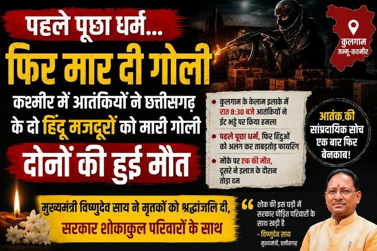 BIG BREAKING: आतंकियों ने पहले पूछा नाम, फिर बरसाईं गोलियां; छत्तीसगढ़ के 2 मजदूरों की हत्या