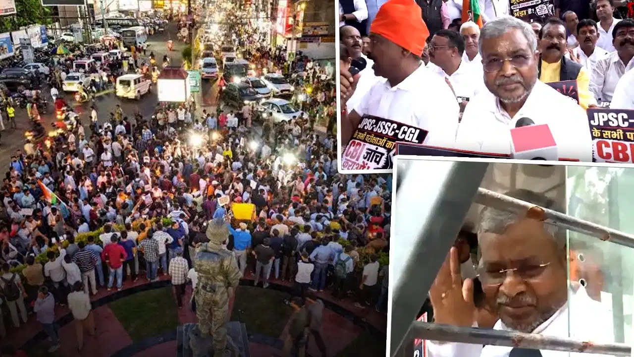 रांची में प्रदर्शनकारियों का विधानसभा मार्च शुरू,  CM सोरेन के घर के बाहर BJP का धरना, बाबूलाल मरांडी हिरासत में