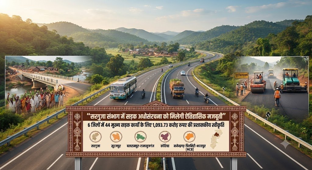 अंबिकापुर से जशपुर तक सड़कें होंगी बेहतर, 44 मुख्य मार्गों के लिए 1,093 करोड़ मंजूर; कनेक्टिविटी को मिलेगी रफ्तार अंबिकापुर से जशपुर तक सड़कें होंगी बेहतर, 44 मुख्य मार्गों के लिए 1,093 करोड़ मंजूर; कनेक्टिविटी को मिलेगी रफ्तार
