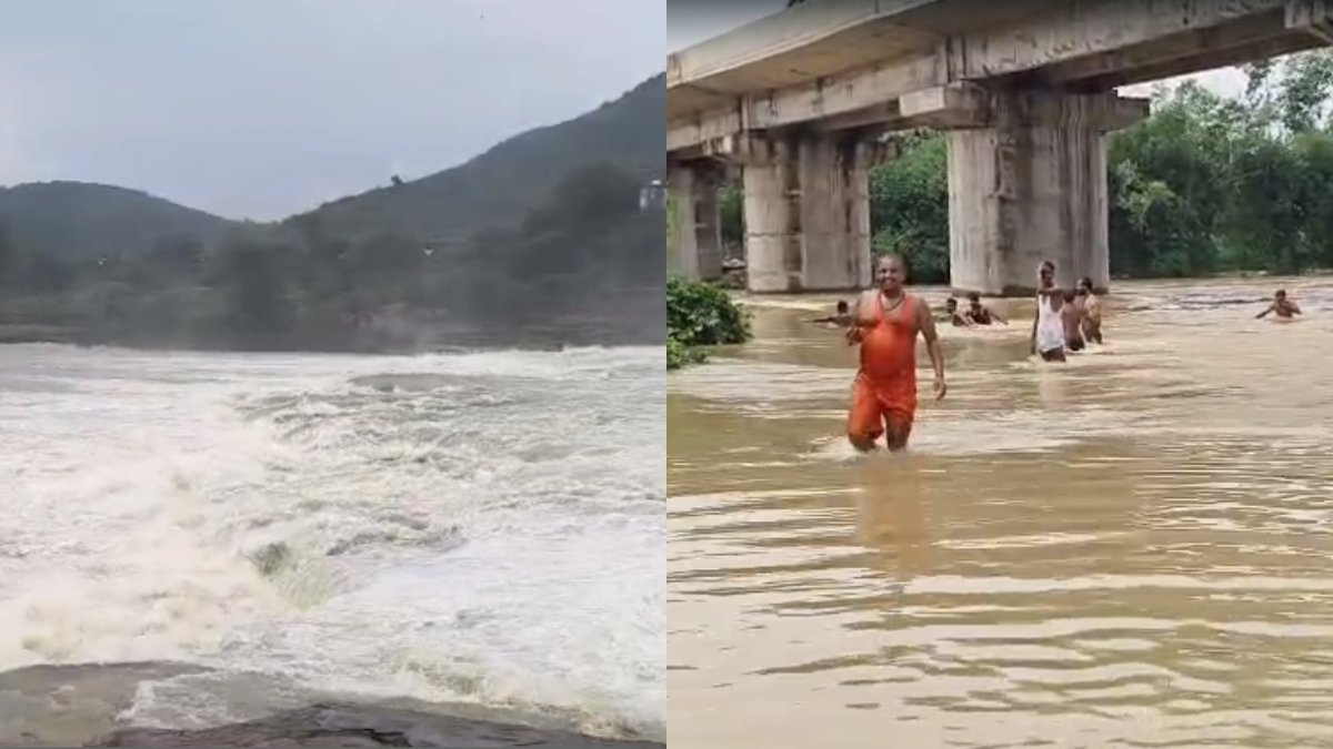 चंदौली में बाढ़ जैसे हालात! सड़क पर डेढ़ फीट पानी का तेज बहाव