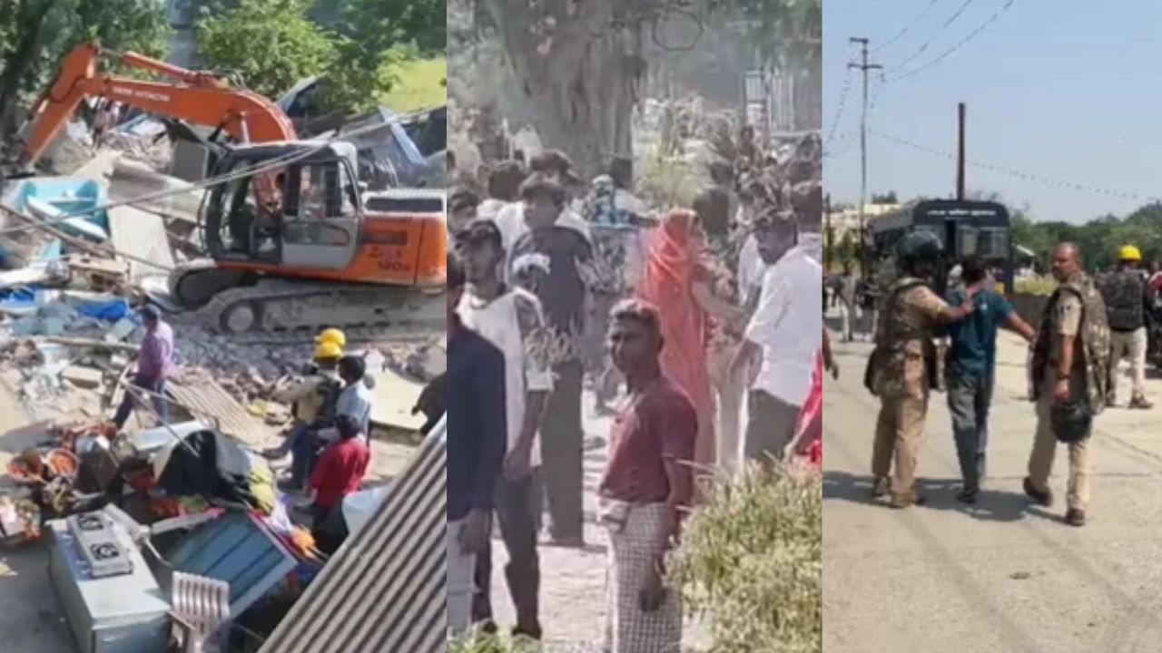इंदौर में RE-2 के बाधक निर्माण पर कार्रवाई के दौरान हंगामा, पुलिस और प्रशासन की गाड़ियों पर पथराव, कई लोग हिरासत में इंदौर में RE-2 के बाधक निर्माण पर कार्रवाई के दौरान हंगामा, पुलिस और प्रशासन की गाड़ियों पर पथराव, कई लोग हिरासत में