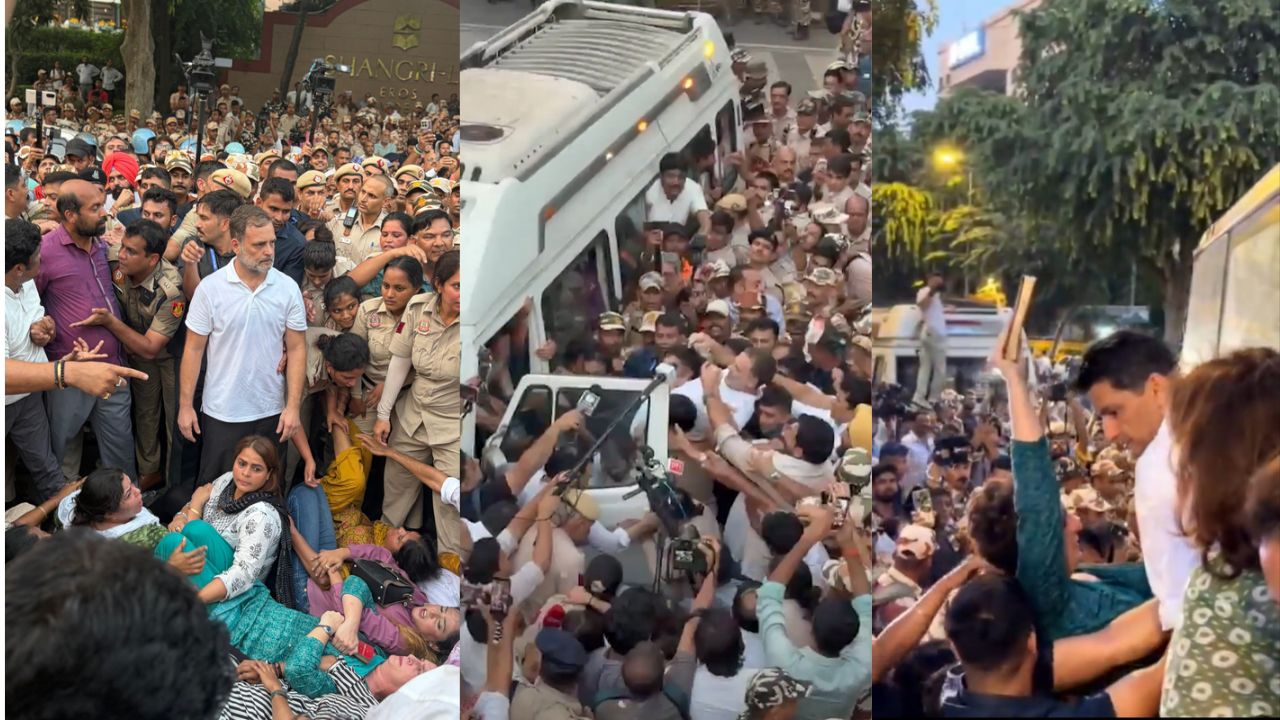 जंतर मंतर पर विरोध प्रदर्शन कर रहे राहुल गांधी और प्रियंका गांधी को दिल्ली पुलिस ने हिरासत में लिया
