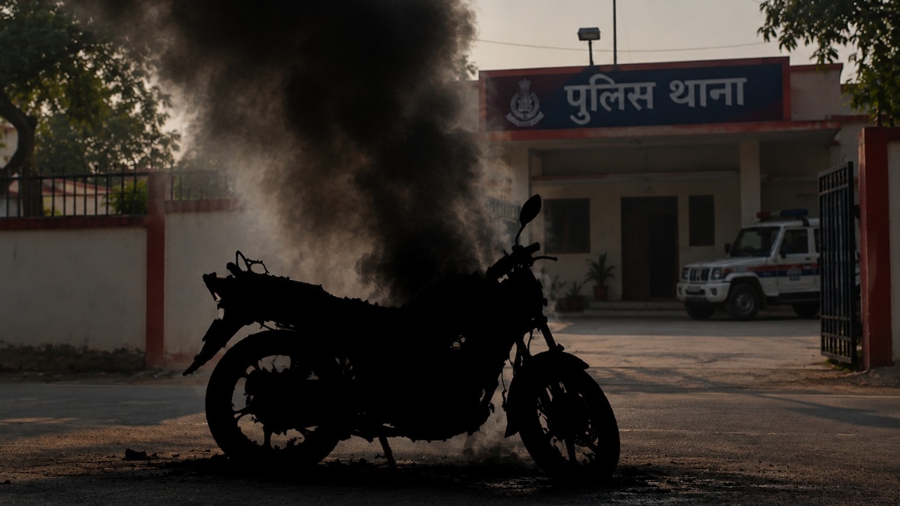 स्टार्ट करते ही बाइक ने पकड़ी आग, जलकर हुई खाक, बाल-बाल बचे थाना प्रभारी और आरक्षक स्टार्ट करते ही बाइक ने पकड़ी आग, जलकर हुई खाक, बाल-बाल बचे थाना प्रभारी और आरक्षक