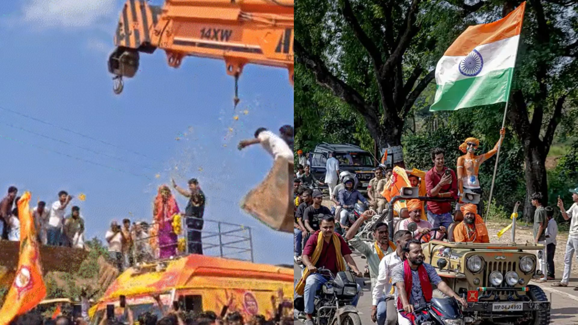 बागेश्वर धाम से निकली पंडित धीरेंद्र कृष्ण शास्त्री की रथयात्रा पन्ना पहुंची, अजयगढ़ में JCB से बरसाए गए फूल, काफिले में 200 से ज्यादा वाहन बागेश्वर धाम से निकली पंडित धीरेंद्र कृष्ण शास्त्री की रथयात्रा पन्ना पहुंची, अजयगढ़ में JCB से बरसाए गए फूल, काफिले में 200 से ज्यादा वाहन