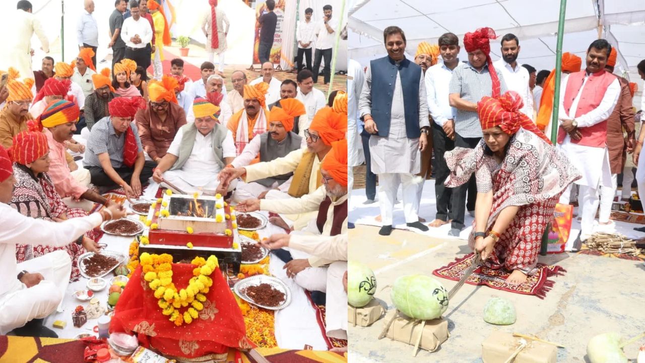 Gwalior News : विजयादशमी पर वैदिक मंत्रोच्चारों के बीच डीआरपी लाइन में हुआ शस्त्र पूजन, शीतला माता मंदिर हादसे के चलते नहीं किये हर्ष फायर