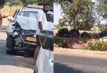 सीहोर में तेज रफ्तार का कहर, कार को टक्कर मार गड्ढे में पलटा ट्रक, एक घायल